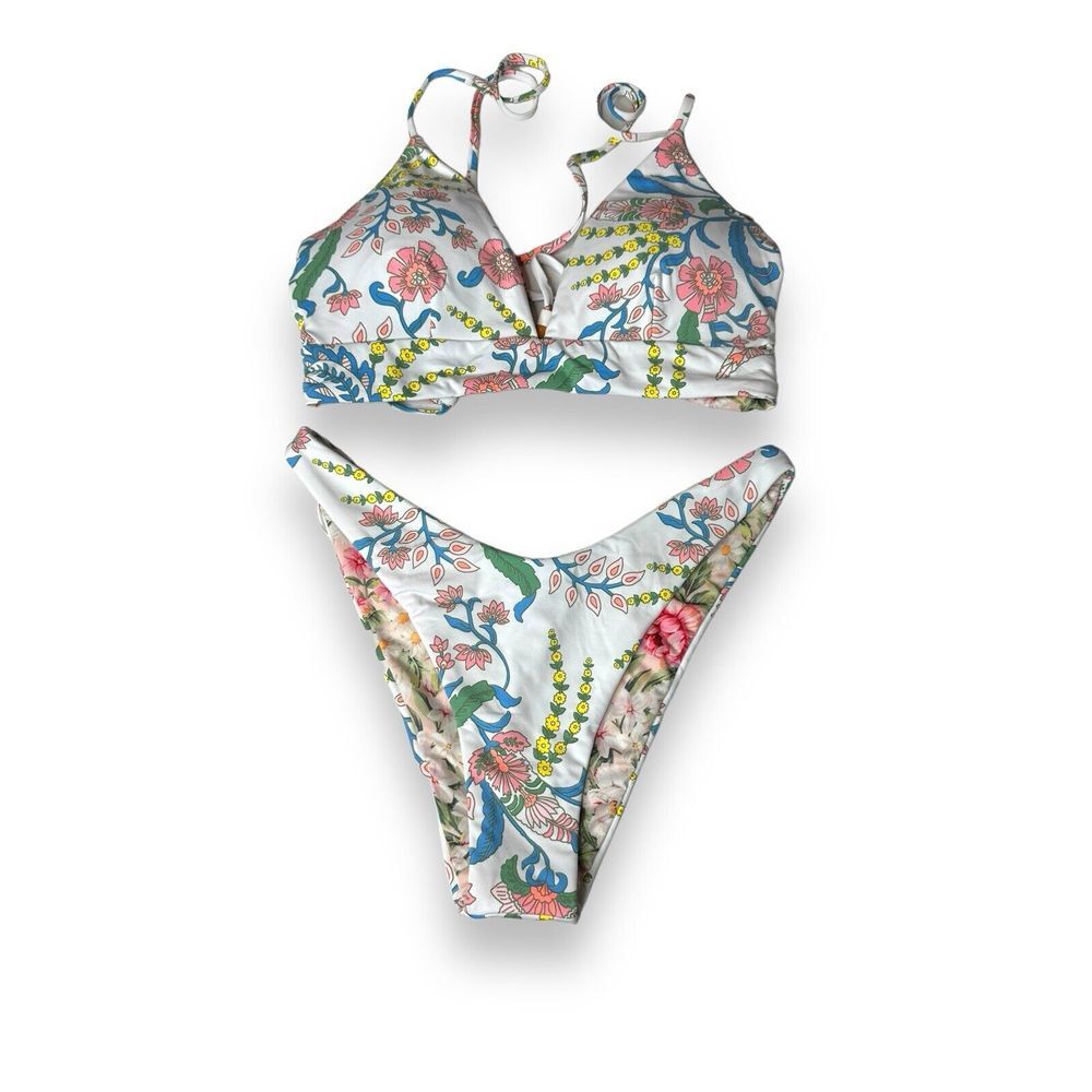 Maaji Chinoiserie Holly Reversible Bikini Top & Bottom Floral Print Size L $144